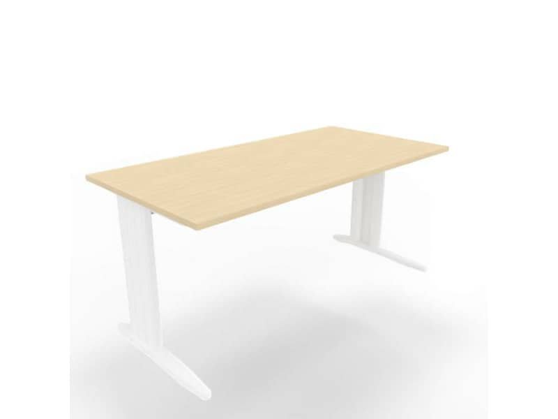 Scrivania piano rovere 160x80xH.75 cm gamba a L in acciaio bianco linea Practika P1 Quadrifoglio – ECSMT160-RK-I