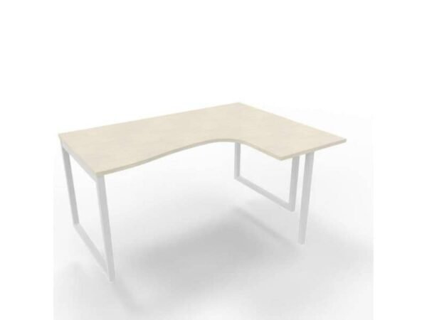 Scrivania penisola destra piano cemento 160x120xH.75 cm gamba ad anello acciaio bianco Practika P2 - ECSAT16D-CL-I