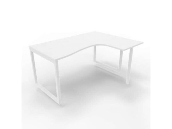 Scrivania penisola destra piano bianco 160x120xH.75 cm gamba ad anello acciaio bianco Practika P2 - ECSAT16D-BA-I