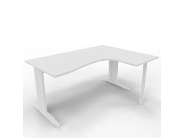 Scrivania penisola destra piano bianco 160x120xH.75 cm gamba a L in acciaio bianco linea Practika P1 ECSMT16D-BA-I