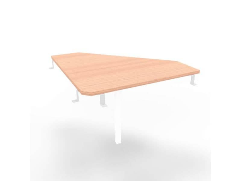 Raccordo 90¡ piano noce canaletto 84x84xH.75 cm gamba in acciaio bianco per scrivanie Practika P3 ECRA9003-NO-I