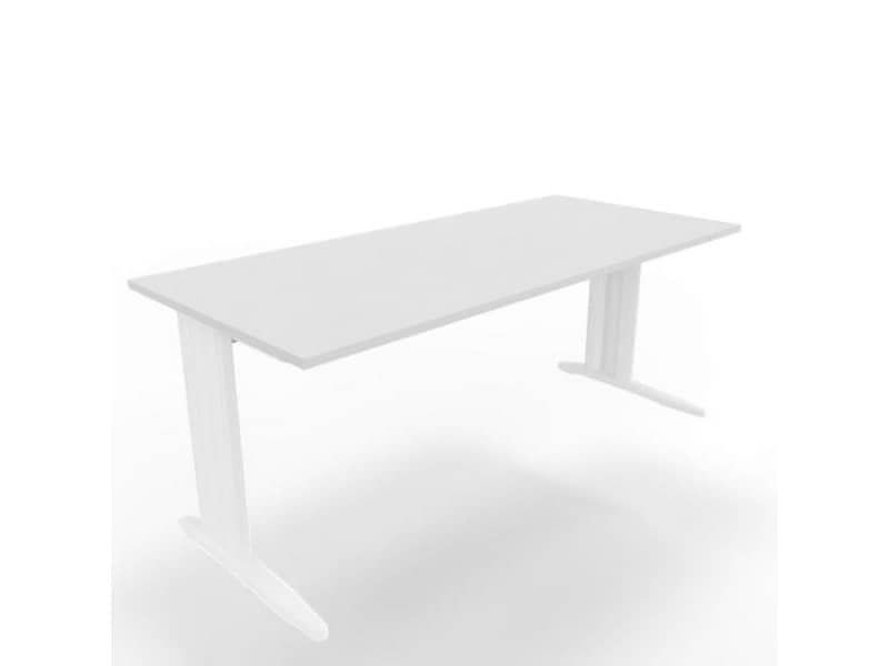 Scrivania piano grigio 180x80xH.75 cm gamba a L in acciaio bianco linea Practika P1 Quadrifoglio – ECSMT180-GR-I