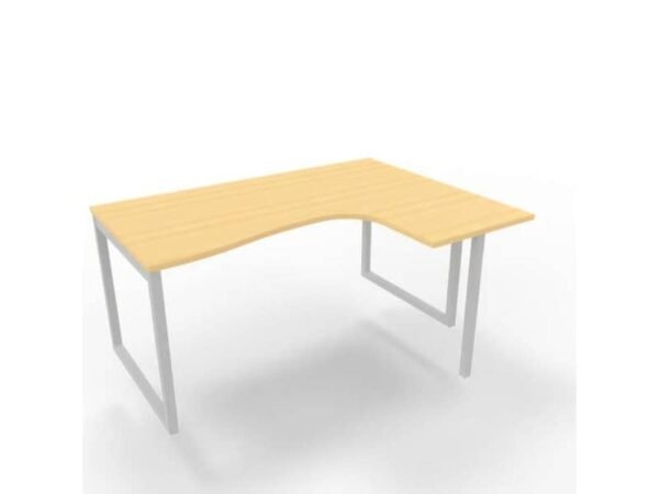 Scrivania penisola destra piano faggio 160x120xH.75 cm gamba ad anello acciaio bianco Practika P2 - ECSAT16D-FA-I