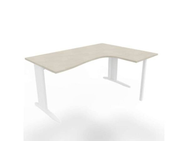 Scrivania penisola destra piano grigio 160x120xH.75 cm gamba a L in acciaio bianco linea Practika P1 ECSMT16D-CL-I