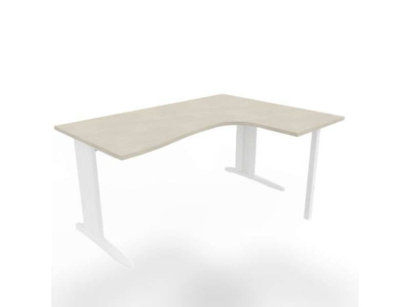 Scrivania penisola destra piano grigio 160x120xH.75 cm gamba a L in acciaio bianco linea Practika P1 ECSMT16D-CL-I