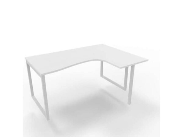 Scrivania penisola destra piano grigio 160x120xH.75 cm gamba ad anello acciaio bianco Practika P2 - ECSAT16D-GR-I