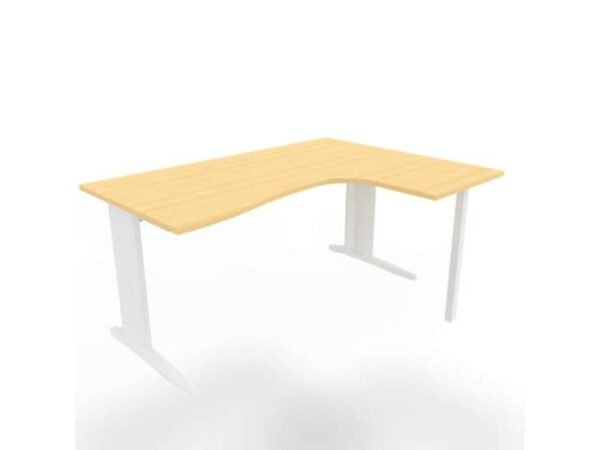 Scrivania penisola destra piano faggio 160x120xH.75 cm gamba a L in acciaio bianco linea Practika P1 ECSMT16D-FA-I