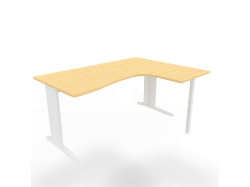 Scrivania penisola destra piano faggio 160x120xH.75 cm gamba a L in acciaio bianco linea Practika P1 ECSMT16D-FA-I