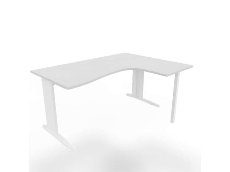 Scrivania penisola destra piano grigio 160x120xH.75 cm gamba a L in acciaio bianco linea Practika P1 ECSMT16D-GR-I