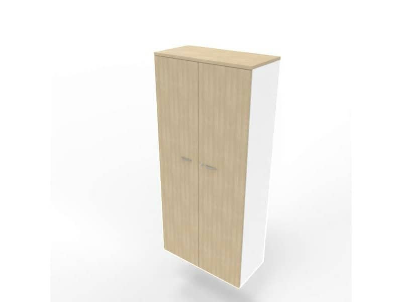 Armadio alto con ante battenti rovere scocca bianca 90x45xH.200 cm linea Practika Quadrifoglio – ECES90S-RK-BA-RK