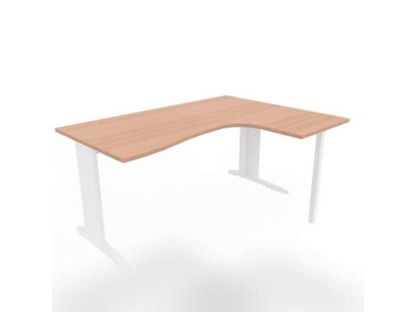 Scrivania penisola destra piano noce canaletto 160x120xH.75 cm gamba a L in acciaio bianco Practika P1 ECSMT16D-NO-I