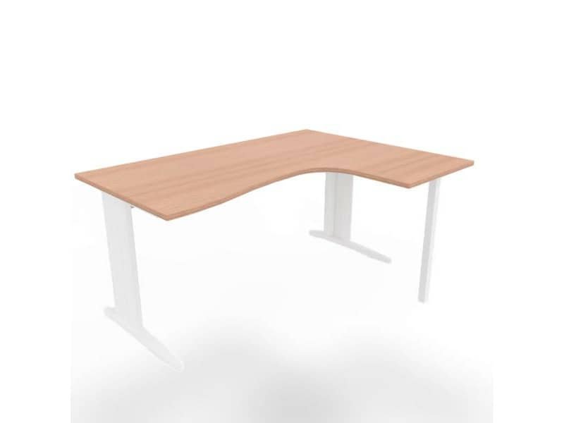 Scrivania penisola destra piano noce canaletto 160x120xH.75 cm gamba a L in acciaio bianco Practika P1 ECSMT16D-NO-I