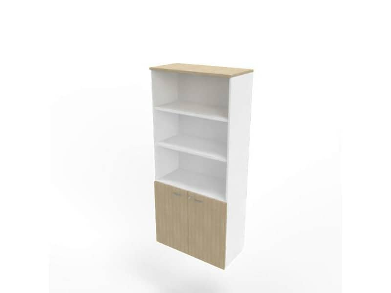 Armadio alto con ante basse rovere scocca bianca 90x45xH.200 cm linea Practika Quadrifoglio – ECEB90S-RK-BA-RK