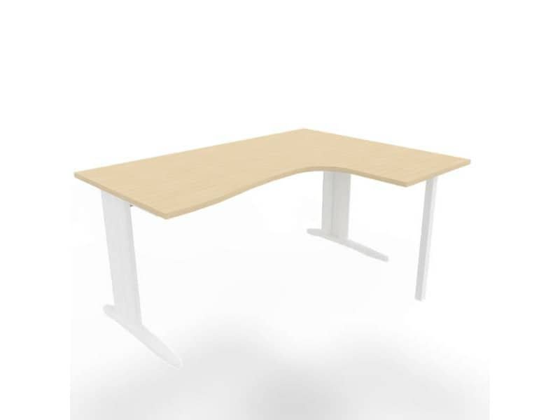 Scrivania penisola destra piano rovere 160x120xH.75 cm gamba a L in acciaio bianco linea Practika P1 ECSMT16D-RK-I