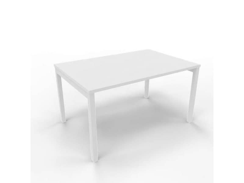 Scrivania piano bianco 120x80xH.75 cm gamba a ponte in acciaio bianco linea Practika P3 Quadrifoglio – ECSPT120-BA-I