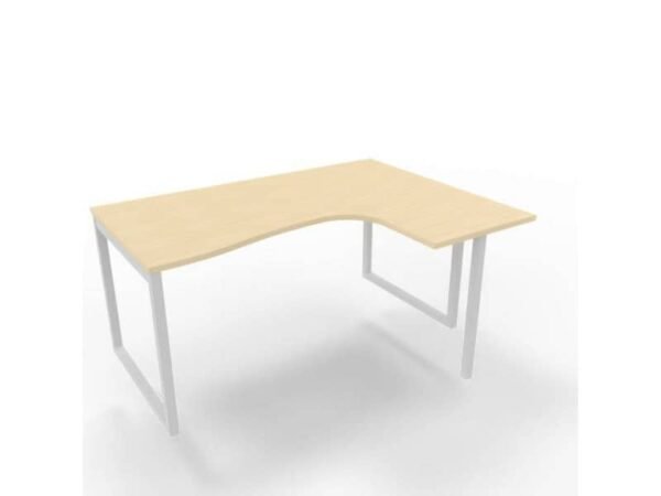 Scrivania penisola destra piano rovere 160x120xH.75 cm gamba ad anello acciaio bianco Practika P2 - ECSAT16D-RK-I
