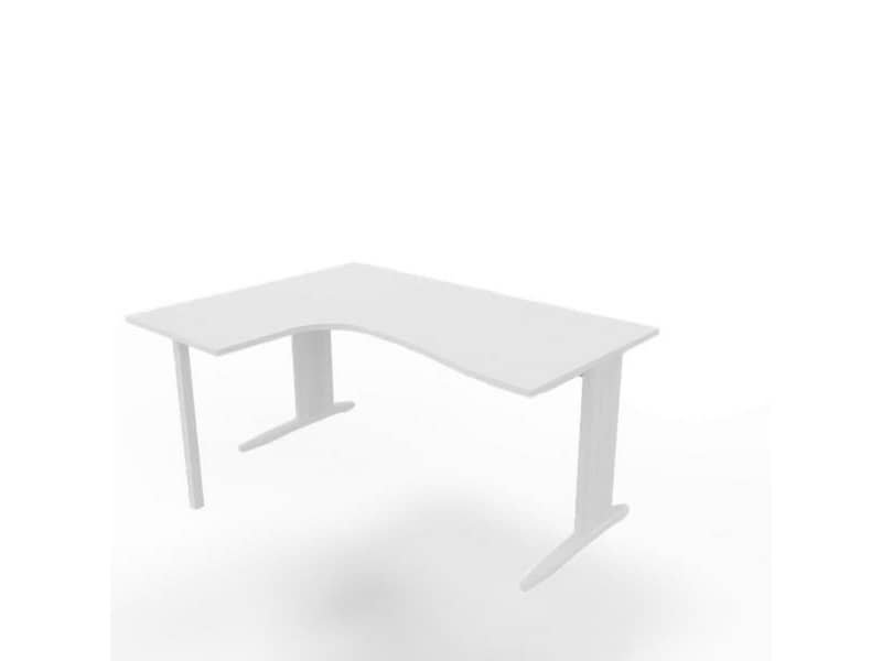 Scrivania penisola sinistra piano bianco 160x120xH.75 cm gamba a L in acciaio bianco linea Practika P1 ECSMT16S-BA-I