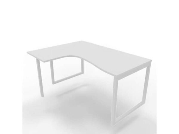 Scrivania penisola sinistra piano bianco 160x120xH.75 cm gamba ad anello acciaio bianco Practika P2 - ECSAT16S-BA-I
