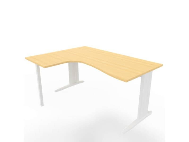 Scrivania penisola sinistra piano faggio 160x120xH.75 cm gamba a L in acciaio bianco linea Practika P1 ECSMT16S-FA-I
