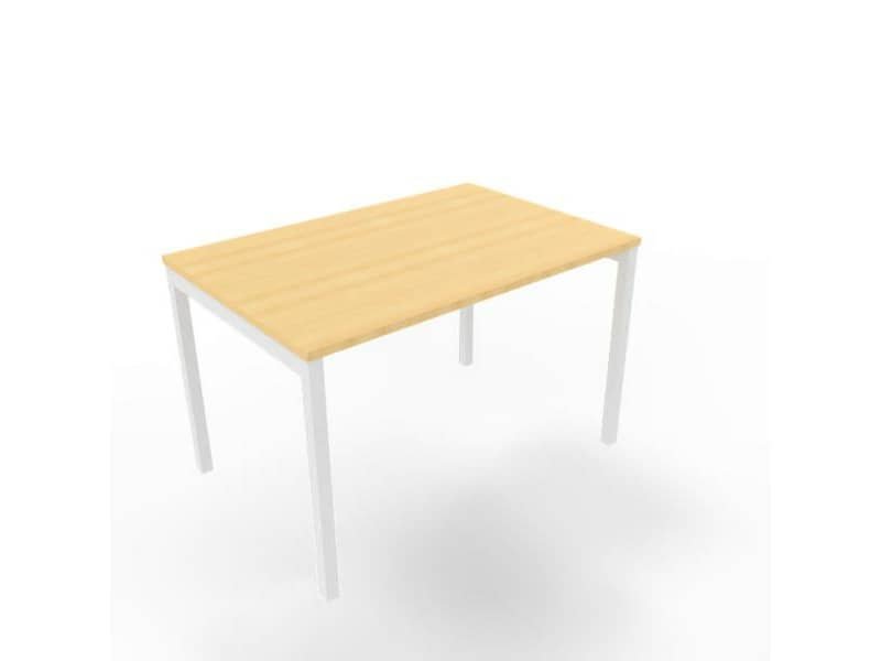 Scrivania piano faggio 120x80xH.75 cm gamba a ponte in acciaio bianco linea Practika P3 Quadrifoglio – ECSPT120-FA-I