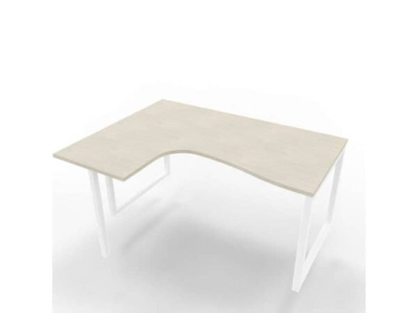 Scrivania penisola sx piano cemento 160x120xH.75 cm gamba ad anello acciaio bianco Practika P2 - ECSAT16S-CL-I