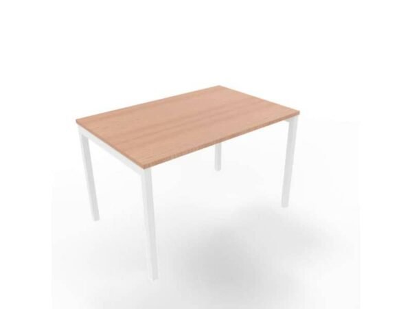 Scrivania piano noce canaletto 120x80xH.75 cm gamba a ponte in acciaio bianco linea Practika P3 ECSPT120-NO-I
