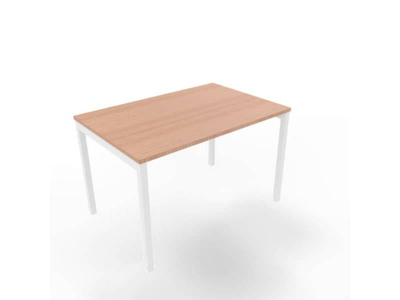 Scrivania piano noce canaletto 120x80xH.75 cm gamba a ponte in acciaio bianco linea Practika P3 ECSPT120-NO-I