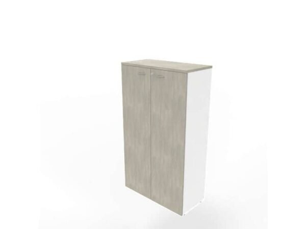 Armadio medio con ante battenti cemento scocca bianca 90x45xH.160 cm linea Practika Quadrifoglio - ECEL90L-CL-BA-CL