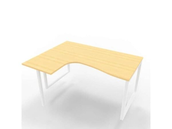 Scrivania penisola sinistra piano faggio 160x120xH.75 cm gamba ad anello acciaio bianco Practika P2 - ECSAT16S-FA-I