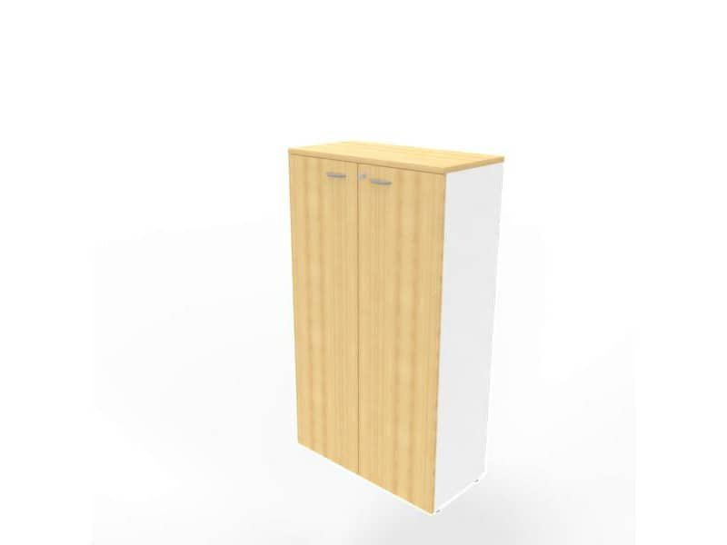 Armadio medio con ante battenti faggio scocca bianca 90x45xH.160 cm linea Practika Quadrifoglio – ECEL90L-FA-BA-FA