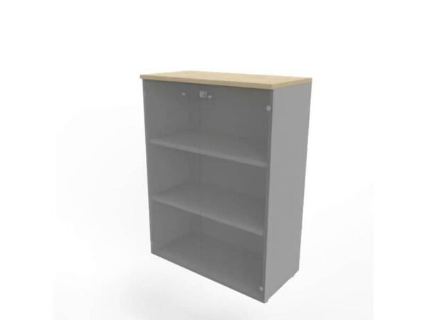 Armadio medio con ante vetro fumŠ, top rovere scocca argento 90x45xH.123,2 cm Practika Quadrifoglio - ECEM90V-RK-AA-GE