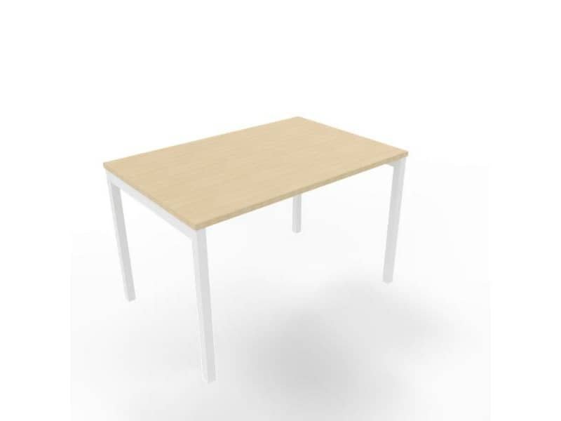 Scrivania piano rovere 120x80xH.75 cm gamba a ponte in acciaio bianco linea Practika P3 Quadrifoglio – ECSPT120-RK-I