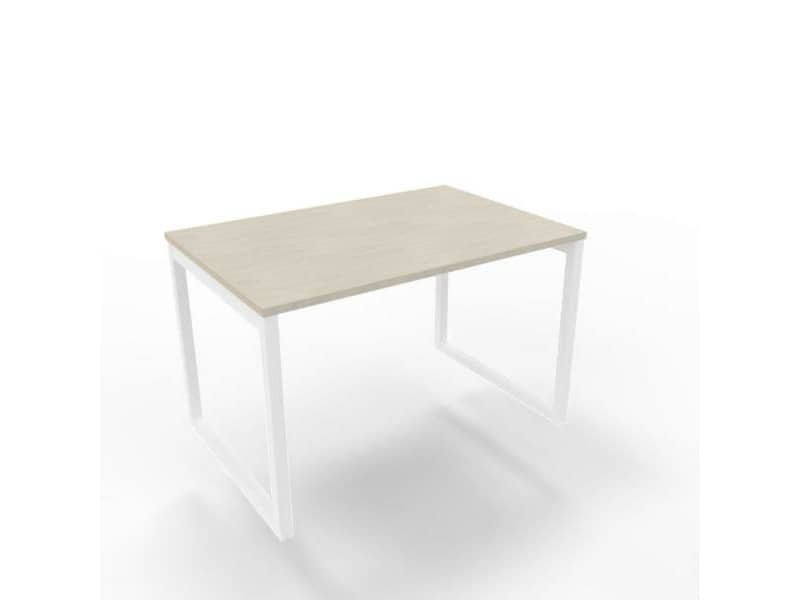 Scrivania piano cemento 120x80xH.75 cm gamba ad anello in acciaio bianco linea Practika P2 Quadrifoglio – ECSAT120-CL-I