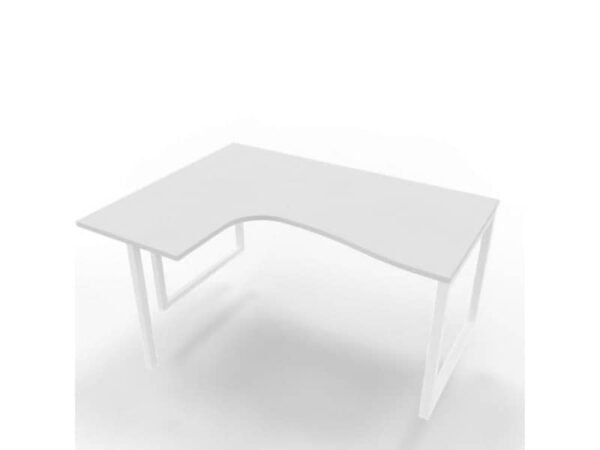 Scrivania penisola sinistra piano grigio 160x120xH.75 cm gamba ad anello acciaio bianco Practika P2 - ECSAT16S-GR-I