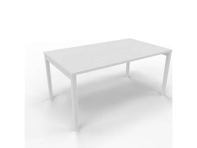Scrivania piano bianco 140x80xH.75 cm gamba a ponte in acciaio bianco linea Practika P3 Quadrifoglio – ECSPT140-BA-I