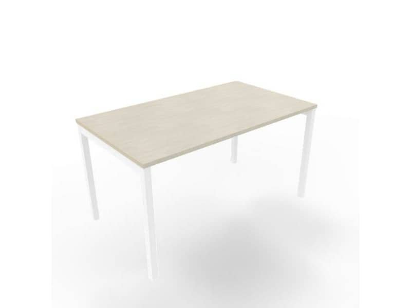 Scrivania piano cemento 140x80xH.75 cm gamba a ponte in acciaio bianco linea Practika P3 Quadrifoglio – ECSPT140-CL-I