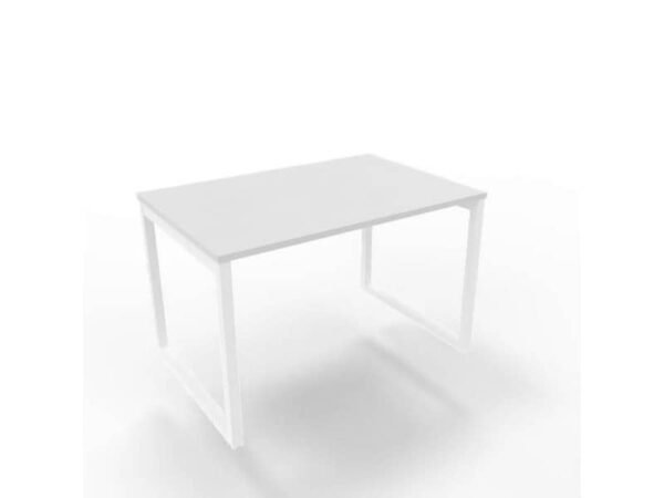 Scrivania piano grigio 120x80xH.75 cm gamba ad anello in acciaio bianco linea Practika P2 Quadrifoglio - ECSAT120-GR-I