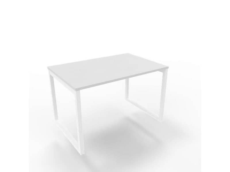 Scrivania piano grigio 120x80xH.75 cm gamba ad anello in acciaio bianco linea Practika P2 Quadrifoglio – ECSAT120-GR-I