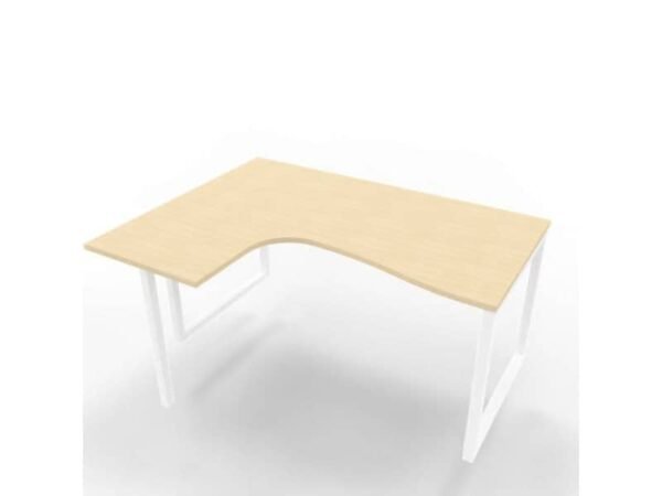 Scrivania penisola sinistra piano rovere 160x120xH.75 cm gamba ad anello acciaio bianco Practika P2 - ECSAT16S-RK-I