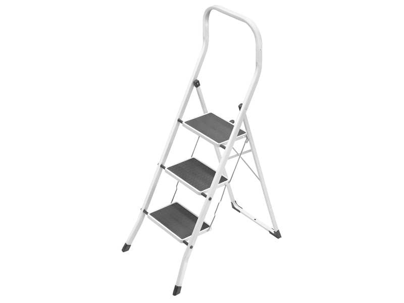 Sgabello in acciaio Superstep – bianco/grigio – per parquet Gierre 3 gradini – 0,47×0,75xH.1,30 m – B0300