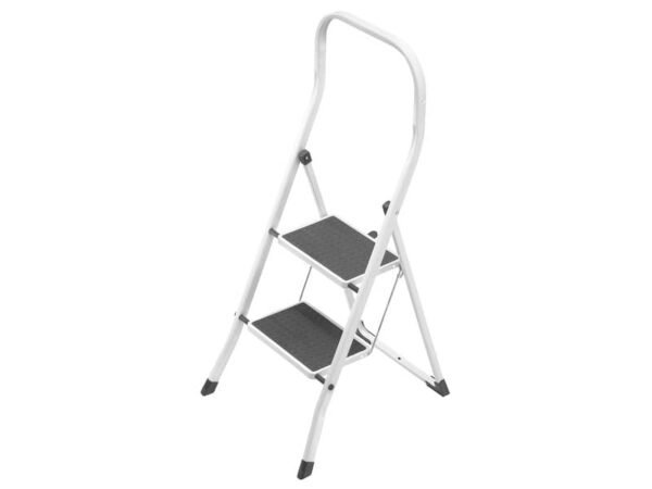 Sgabello in acciaio Superstep - bianco/grigio - per parquet Gierre 2 gradini - 0,47x0,55xH.1,08 m - B0200