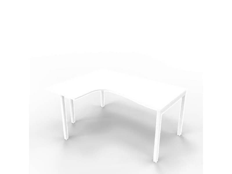 Scrivania penisola sinistra piano bianco 160x120xH.75 cm gamba a ponte in acciaio bianco linea Practika P3 – ECSPT16S-BA-I