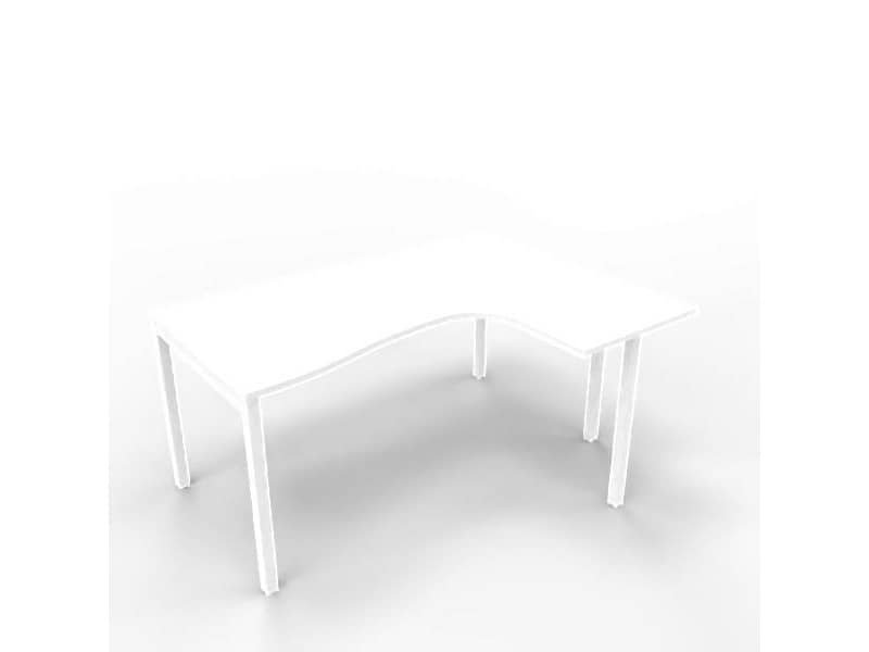 Scrivania penisola destra piano bianco 160x120xH.75 cm gamba a ponte in acciaio bianco linea Practika P3 – ECSPT16D-BA-I