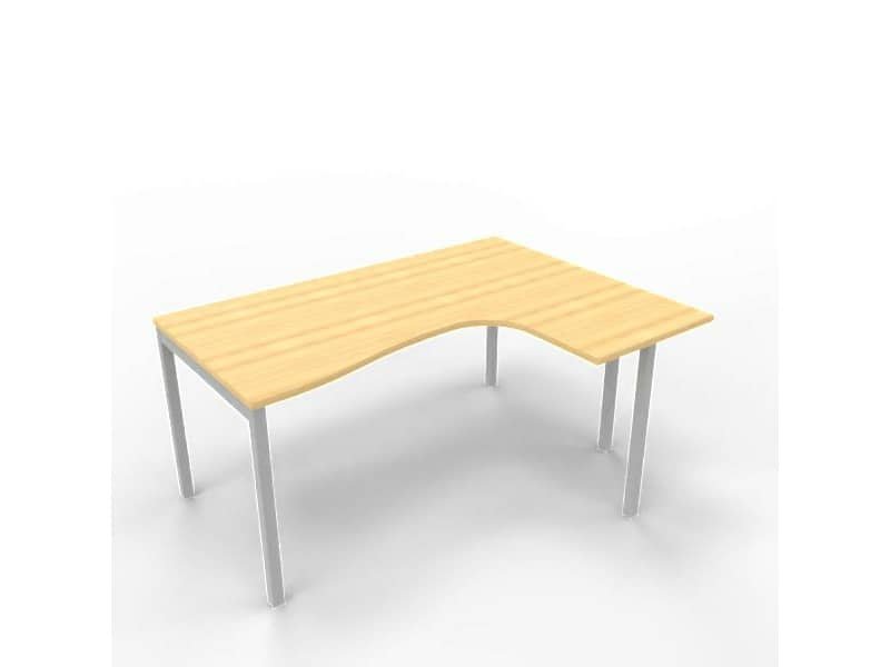 Scrivania penisola destra piano faggio 160x120xH.75 cm gamba a ponte in acciaio argento linea Practika P3 ECSPT16D-FA-A