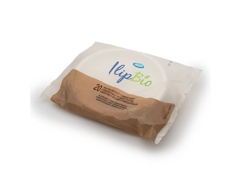 Piatti dessert bianchi IlipBio in PLA BIO compostabile  165 mm – conf. 20 pezzi – 71428