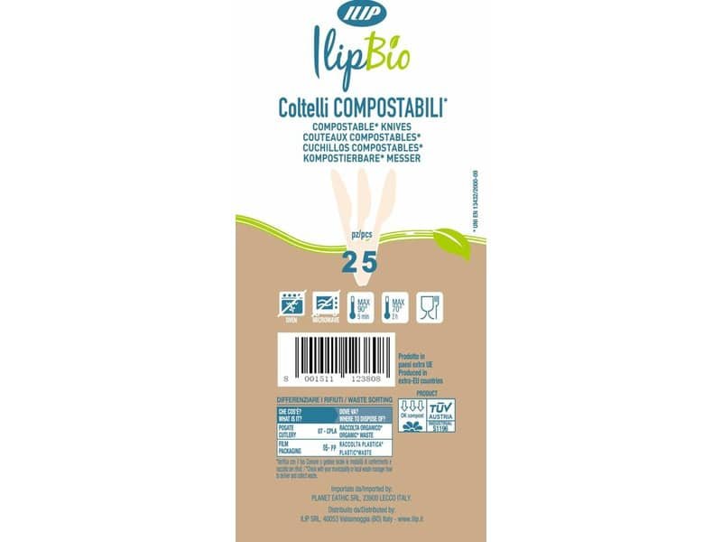 Coltelli in PLA BIO 3,5 g – 160 mm IlipBio bianchi- conf. 25 pezzi – 81000