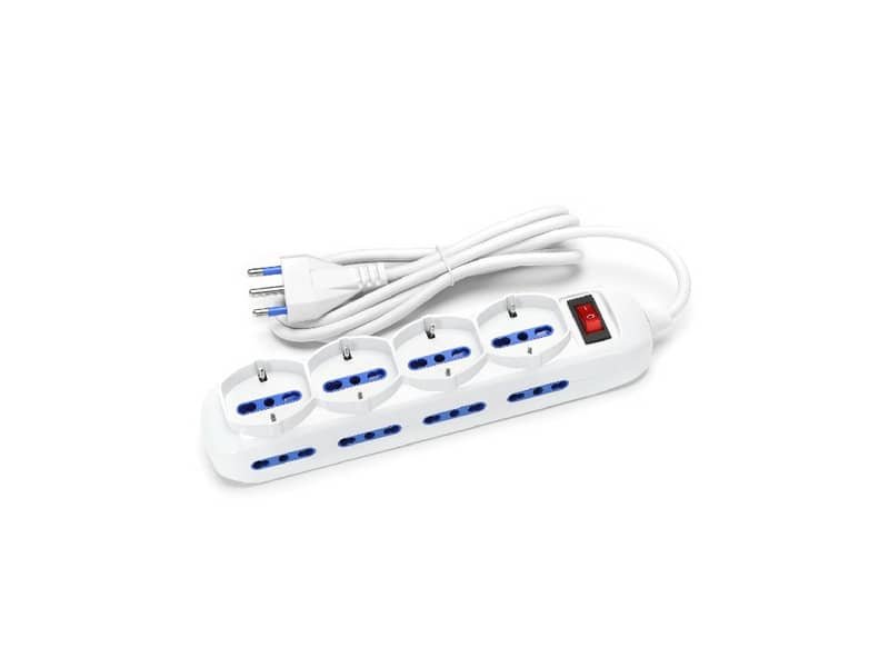 Multipresa con interruttore 16A – cavo 1,5 m – bianco Aigostar a 12 vie (P40 e P17/11) – 218324