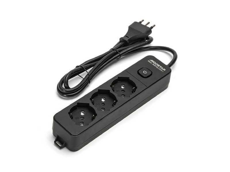 Multipresa con interruttore 16A – cavo 1,5 m – nero Aigostar a 3 vie P40 282271