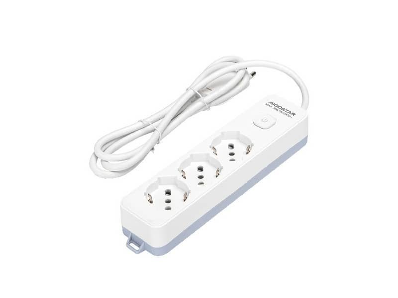 Multipresa con interruttore 16A – cavo 1,5 m – bianco e grigio Aigostar a 3 vie P40 – 281724