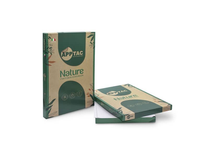 Etichette autoadesive bianche Nature in carta riciclata AppTac ÿ105×148 mm – 4 et./foglio – cf. da 100 fogliNAT0519